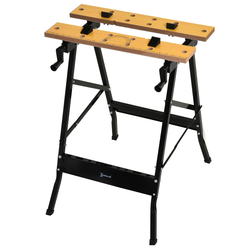 DURHAND 4-in-1 Work Bench, Saw Horse Folding Clamp Table w/ 4 Adjustable Clamping Pegs for DIY Home Garage