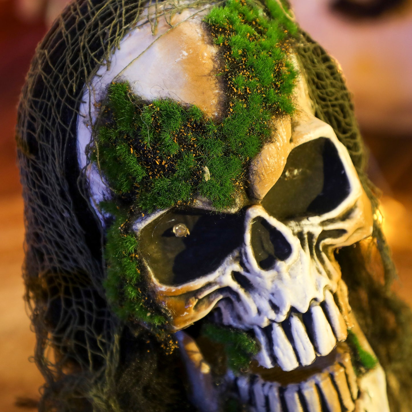 Halloween Animated Skeleton with Glowing LED Eyes, Half-Body Scary Halloween Decorations, Battery Operated, Indoor Party Props