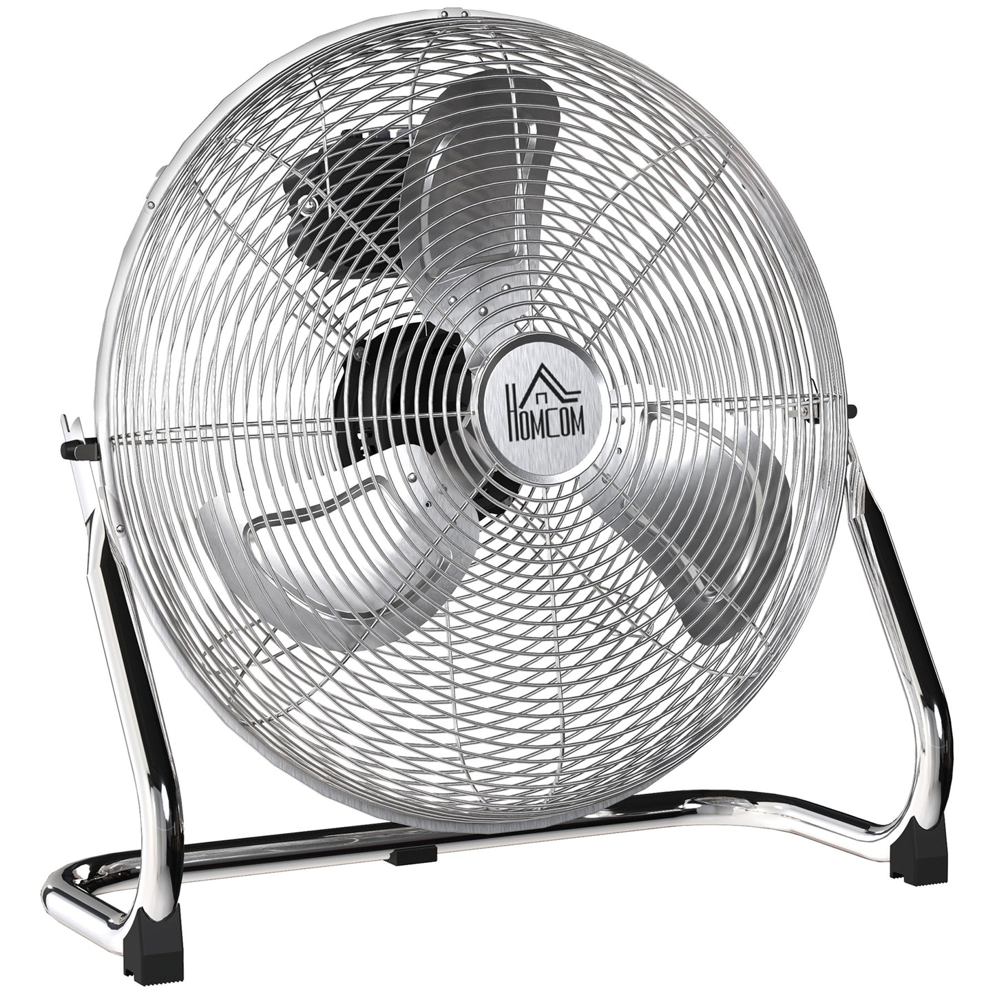 Metal Floor Fan with 3 Speeds & 120° Adjustable Tilt - Silver Tone