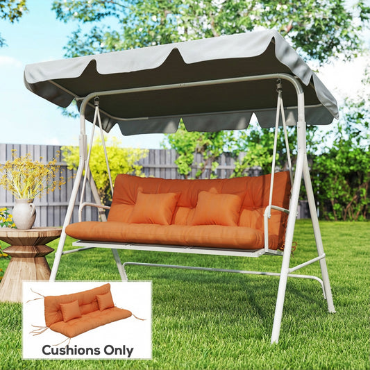 3-Seater Garden Cushion Set | Seat & Back Cushion + 2 Pillows | Water Repellent | Tufted | Orange