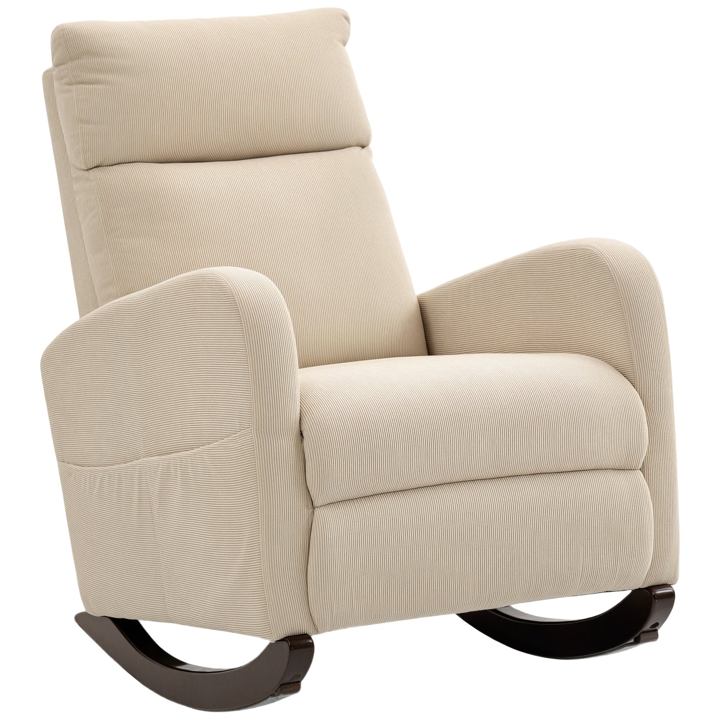 Corduroy Rocking Armchair - Grey / Beige