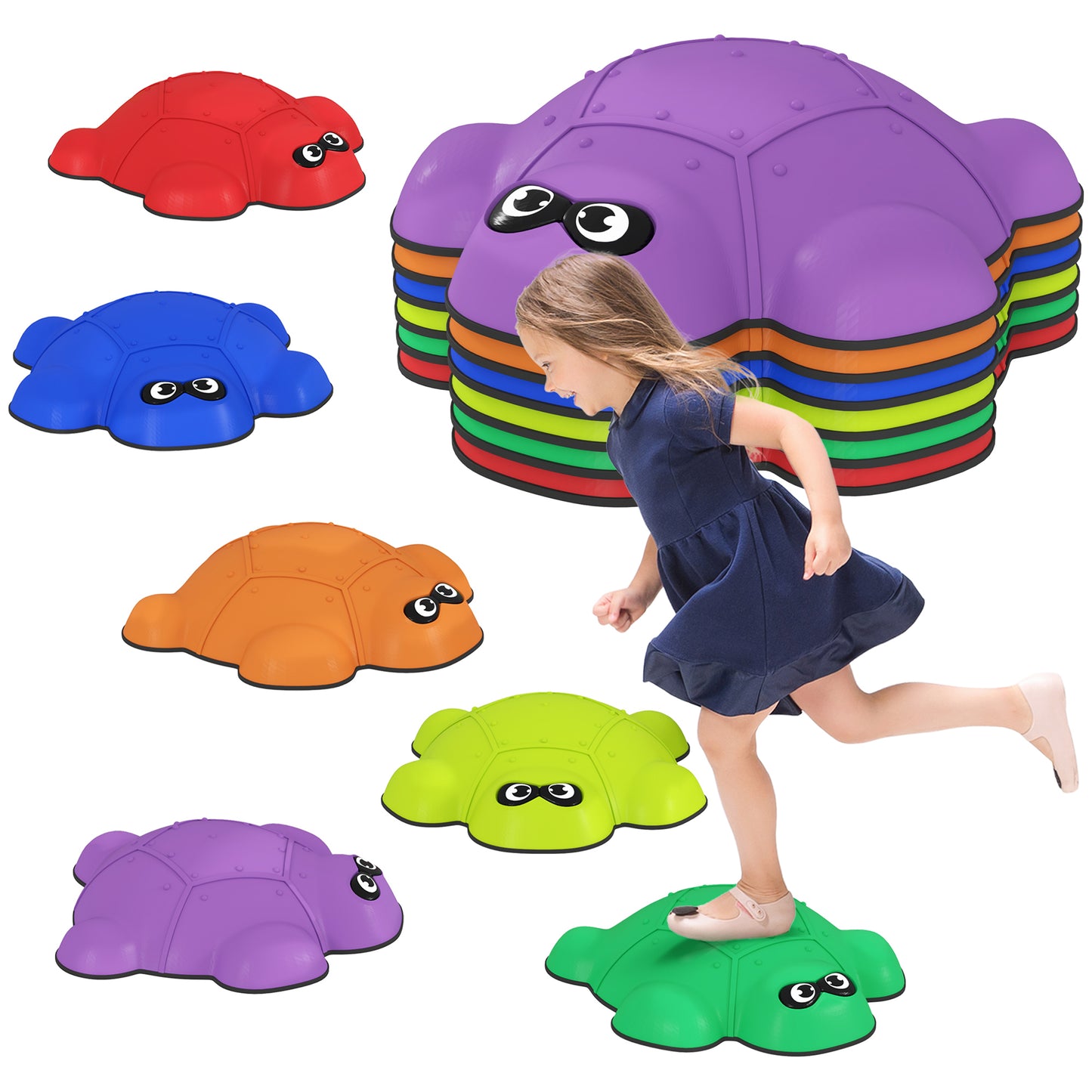 AIYAPLAY 6 Piece Balance Stepping Stones with Non-slip Edge, Indoor Outdoor Obstacle Courses for Kids Ages 3-8 Years, Multicoloured