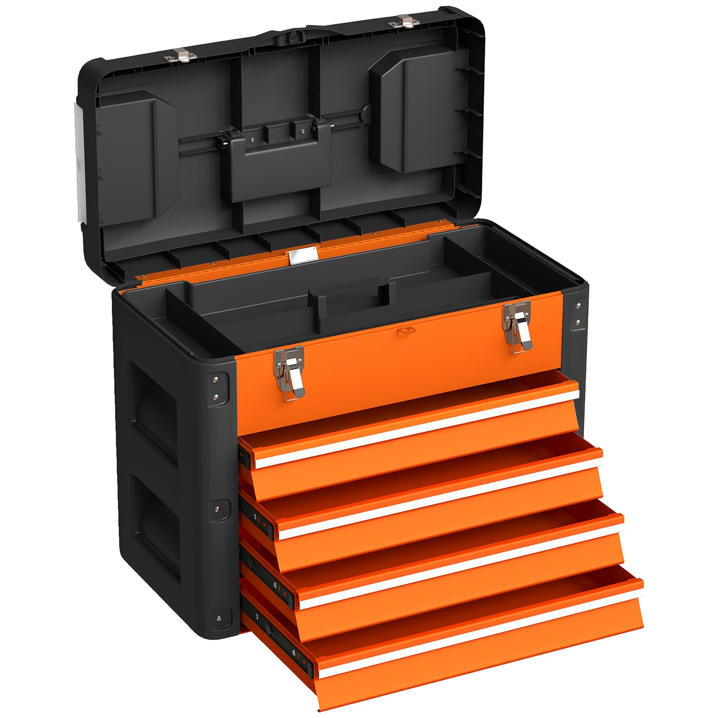 4 Drawers Large Toolbox - Yellow / Orange