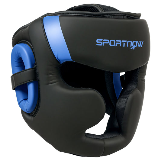 SPORTNOW Boxing Headguard, Boxing Headgear W/ Adjustable Strap for Full Face Protection for Kickboxing Sparring Martial Arts Karate , Blue