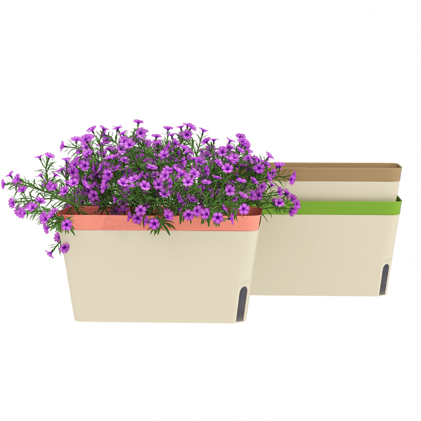 Set of 3 Self Watering Plant Pots Outdoor, Garden Planters with Visual Water Level Window, Plastic Flower Pots for Indoor Outdoor Garden Balcony Windowsill