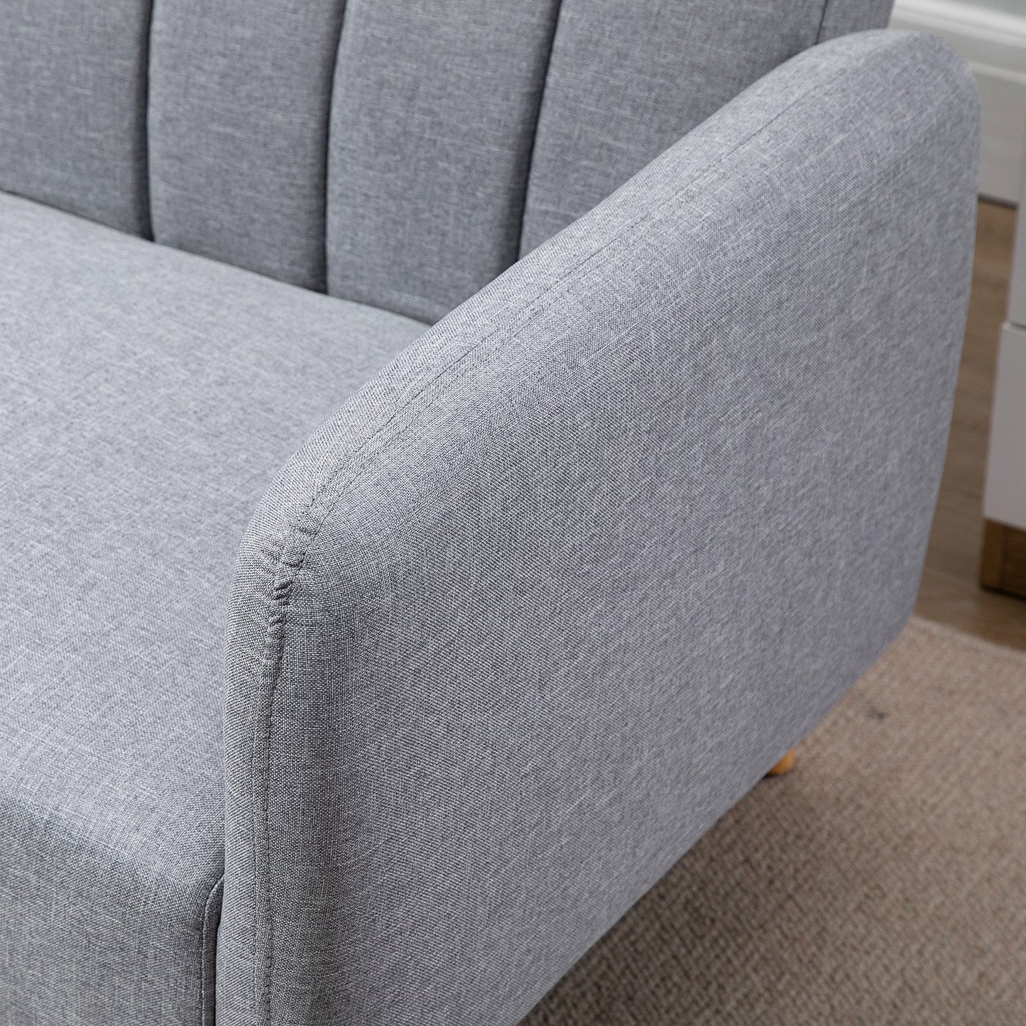 Two-Seater Sofa Bed, with Split Back - Light Grey