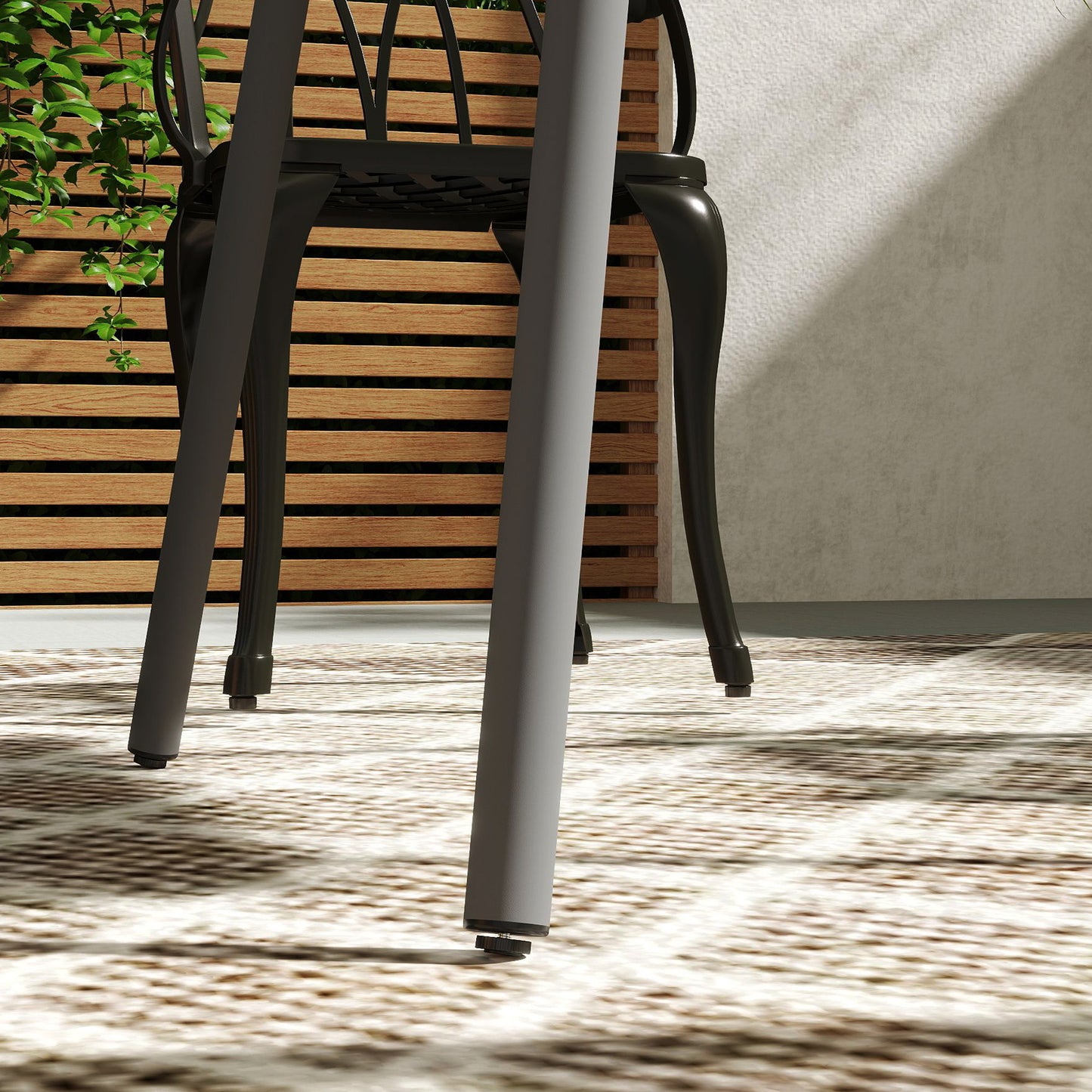 Outsunny Square Garden Table with Slat Top, Steel Frame, Outdoor Table for 4 Person, 80 x 80 x 74 cm, Grey