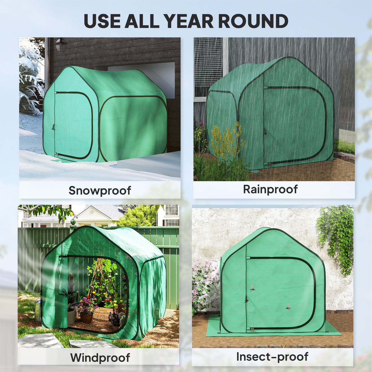 Outsunny 150 x 148cm Pop-Up Greenhouse - Green / White