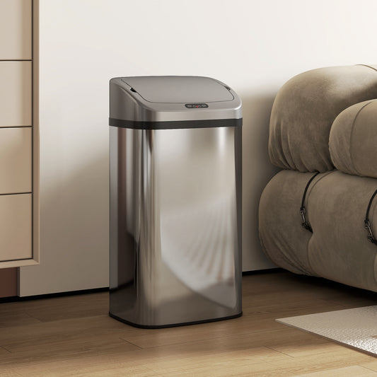 48L Stainless Steel Sensor Bin - Silver-Tone