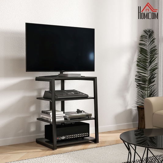 TV Stand Cabinet for 28 Inch TVs, Corner TV Unit with Open Adjustable Shelves and Extension Lead Holder, Entertainment Unit for Living Room, Black