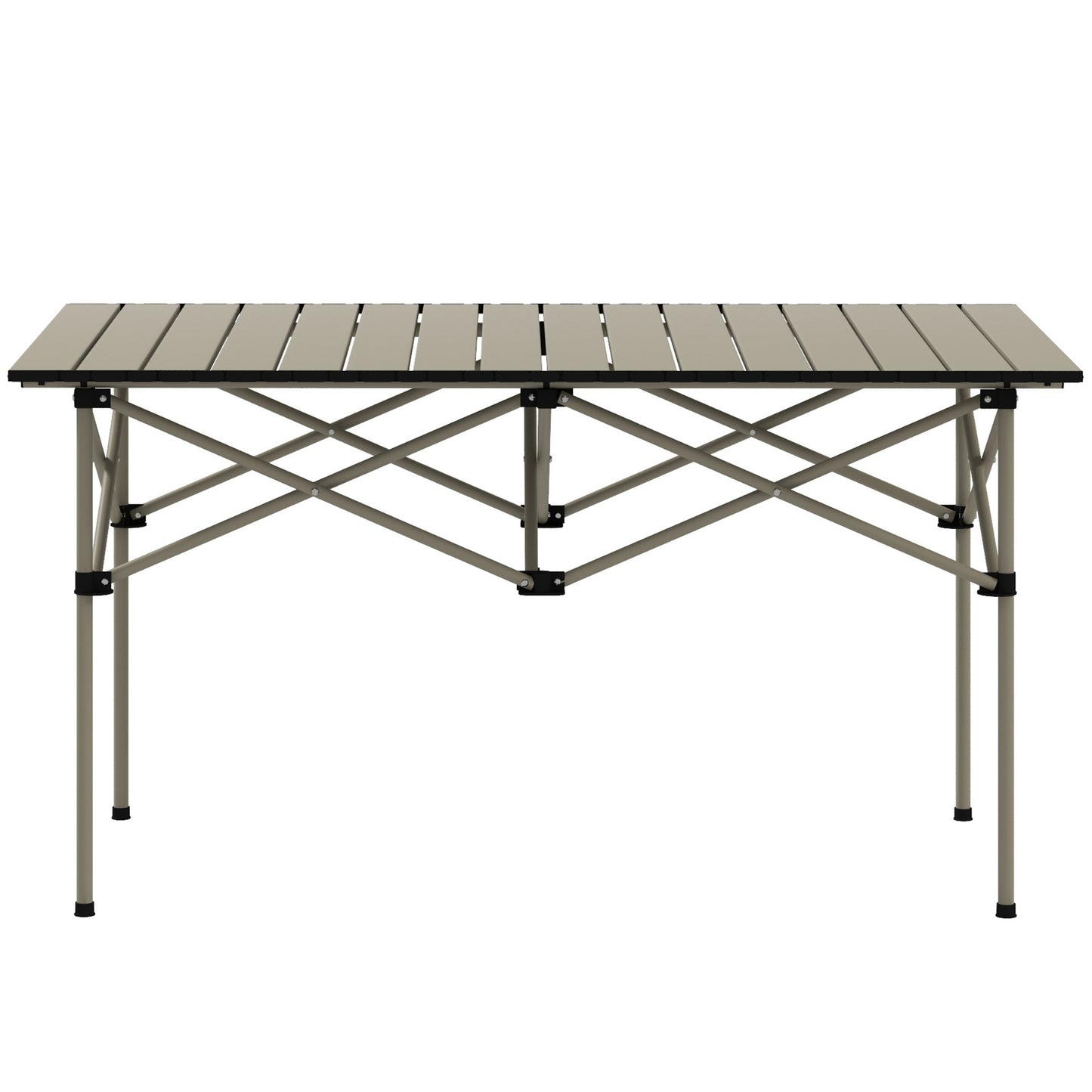 Outsunny Portable Aluminium Picnic Camping Table, Lightweight Folding, Carry Bag For Outdoor Camping, Picnic, Hiking, Cooking, BBQ, Fishing, Khaki