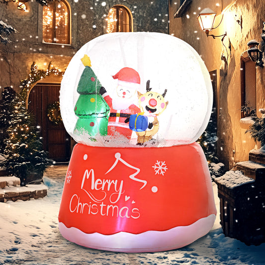 Outsunny 5.5FT Christmas Inflatable Crystal Ball with Santa Claus, Reindeer Decoration, Blow Up Crystal Ball with LED Lights for Indoor, Outdoor