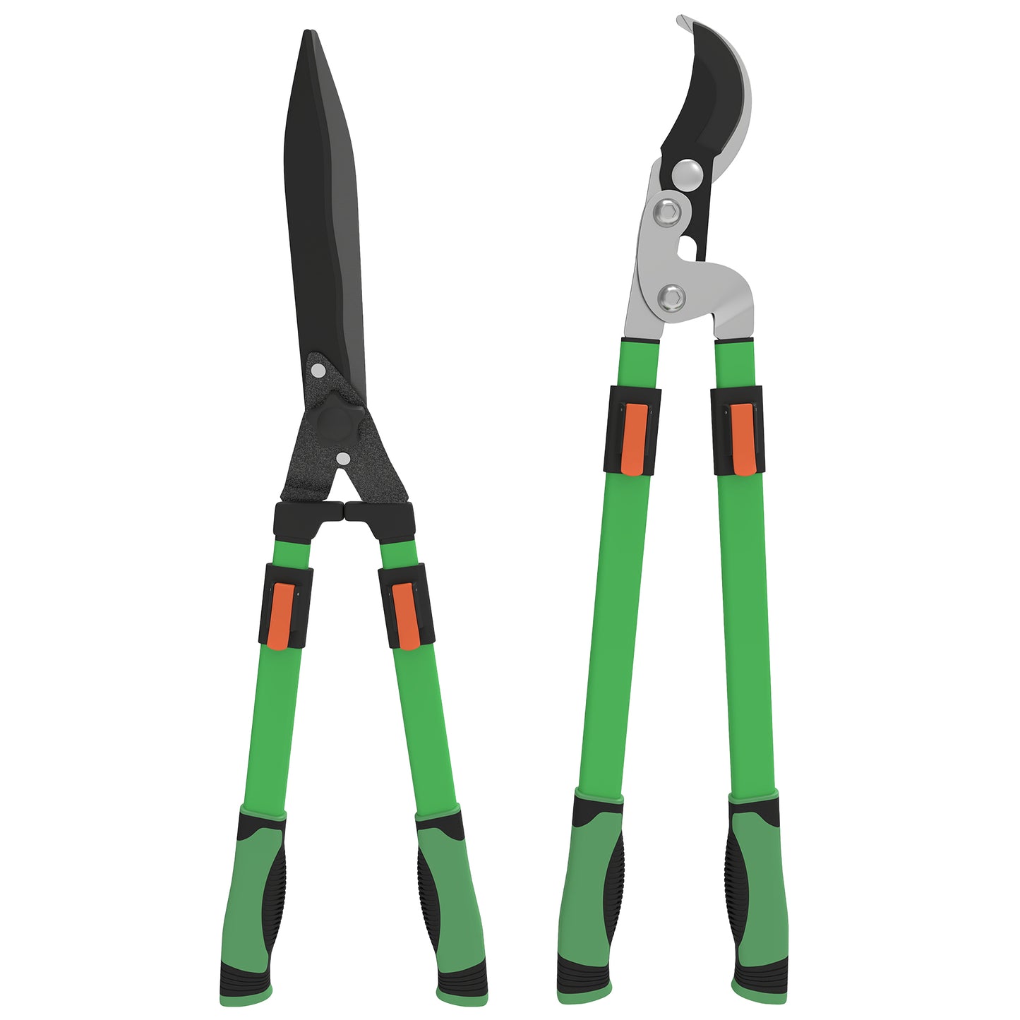 Outsunny 2 Pieces Garden Shears Set, Tree Lopper, Hedge Shears with Telescopic Extendable Handles, Garden Shears for Hedges, Shrubs and Bushes