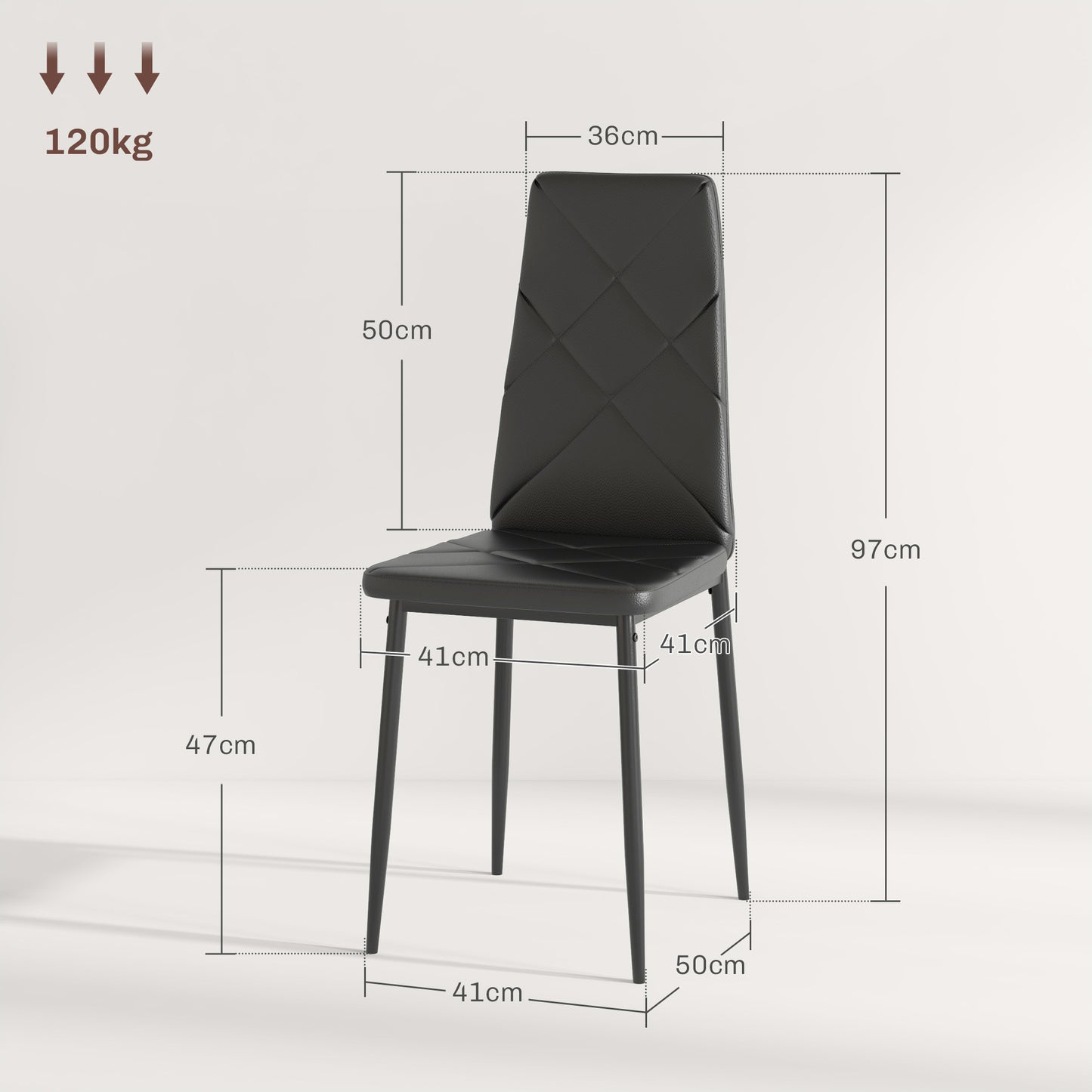 Set of 6 Faux Leather Dining Chairs - Black