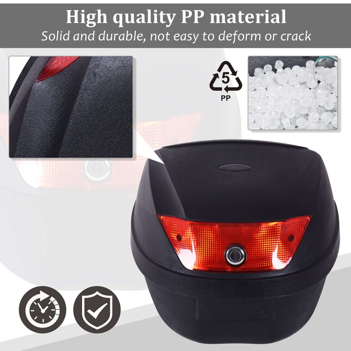 28L Motorcycle Tail box Helmet Top Case Motorbike Luggage Storage Trunk Carrier Mount Rack w/ 2 Keys
