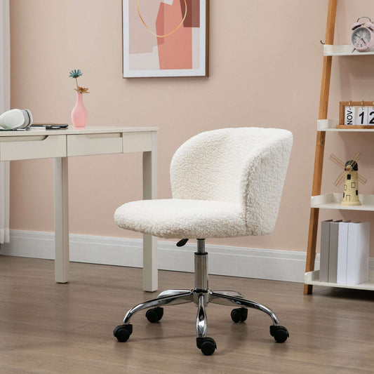 Office Chair with Adjustable Height and Wheels - White