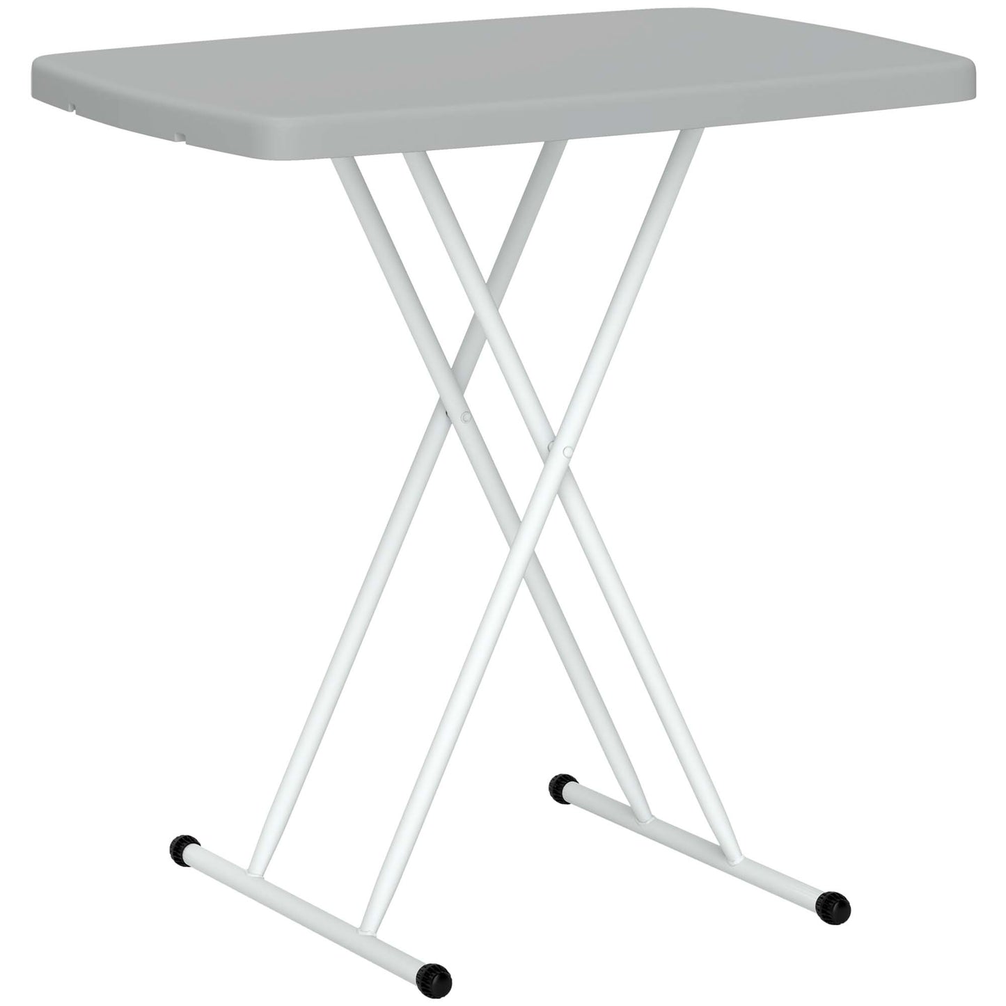 Outsunny Portable Folding Coffee Table, Height Adjustable Garden Table Bistro Table with HDPE Top and Metal Frame for Balcony Poolside Deck