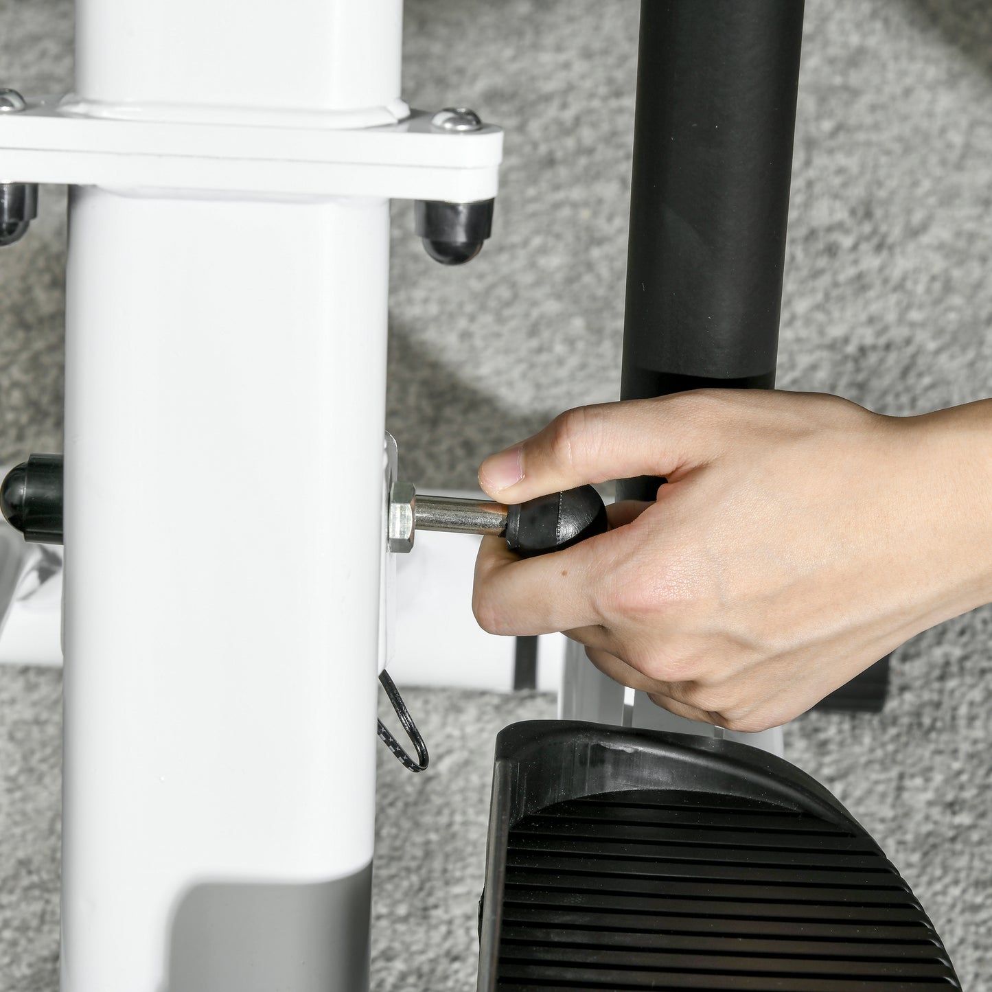 Foldable Stepper Machine with 12-Level Hydraulic Resistance, Step Machine Exerciser with LCD Monitor, for Home Fitness Workout, White and Black