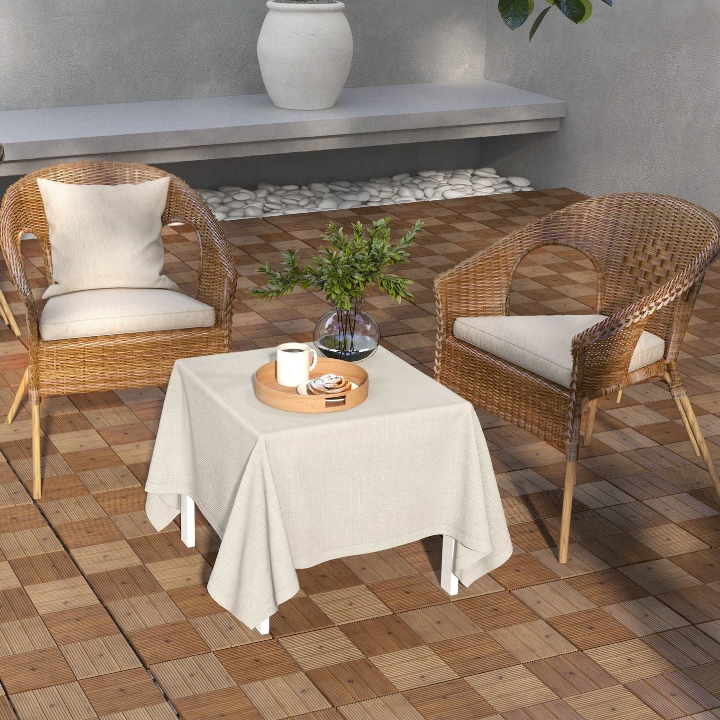 27 Pcs Wooden Interlocking Decking Tiles, 30 x 30 cm Anti-slip Outdoor Flooring, 0.81㎡ per Pack, All Weather Use for Patio, Balcony, Terrace, Hot Tub, Brown