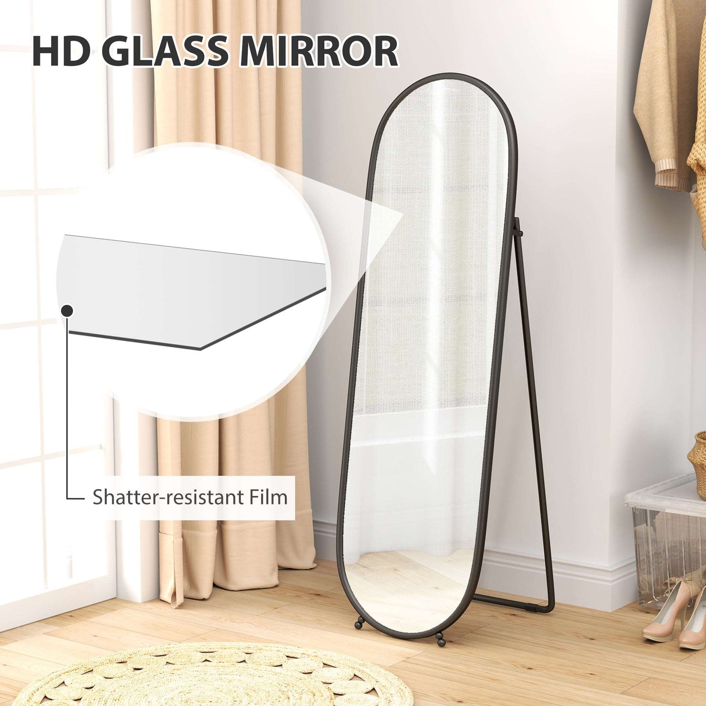 Two-Way Curved Full Length Mirror - Black