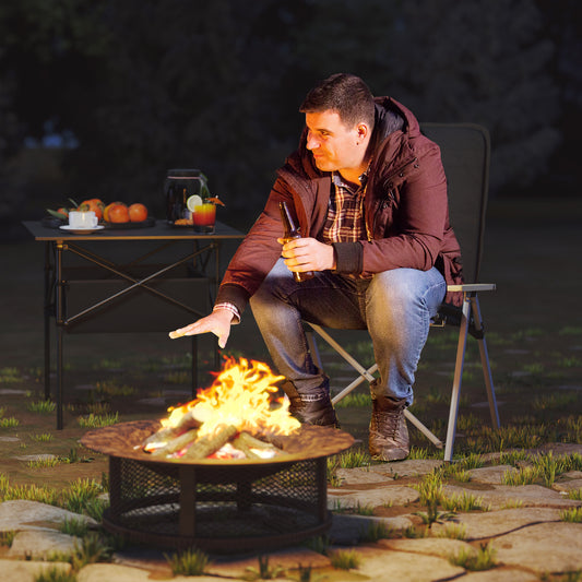 Portable Camping Chair for Adults, High Back Folding Chair W/ Padded Seat and Carry Bag, Outdoor Recliner for Hiking, Fishing, Beach and Picnic, Black