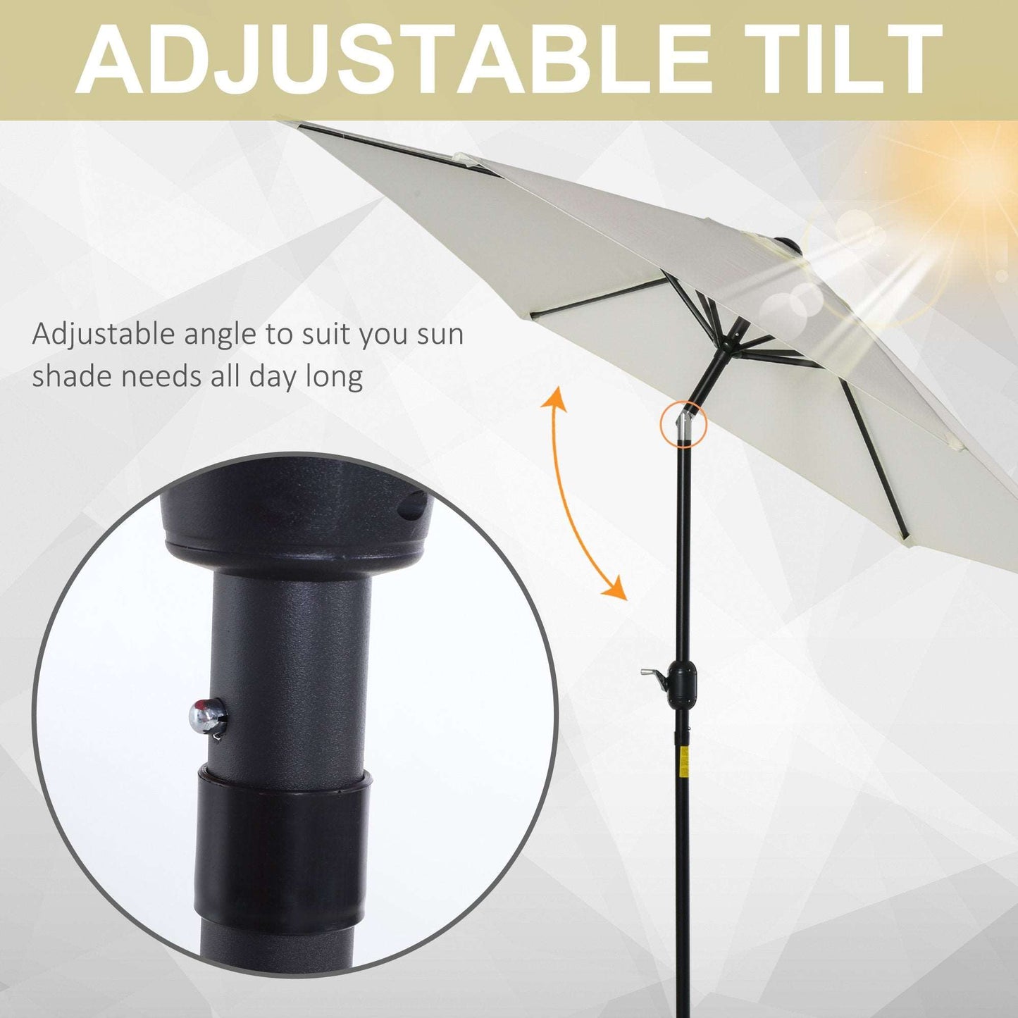 2.7 m Patio Umbrella Sun Shade Tilt Crank Garden Aluminium Frame-Cream White - Outsunny