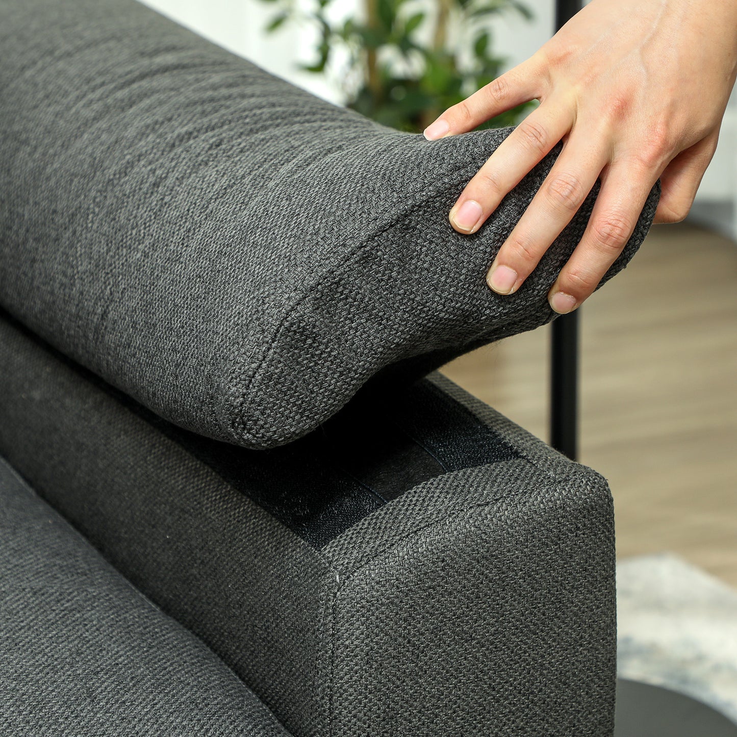 Pull Out Sofa Bed, Fabric 2 Seater Sofa Bed Settee, Convertible Sofa with 2 Pillows and Side Pockets for Living Room, Home Office, Charcoal Grey