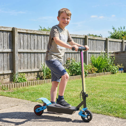 Kids Electric Scooter β 200W Motor, 15km/h, 6km Range, Dual Suspension, LCD Display, LED Lights, Foldable, Ages 6β14 β Blue