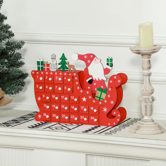 24-Drawer Reusable Every Year Santa Sleigh Christmas Advent Calendar