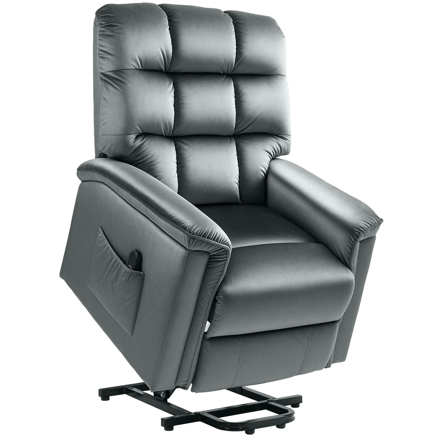 Velvet-Feel Electric Lift Recliner Chair - Dark Grey