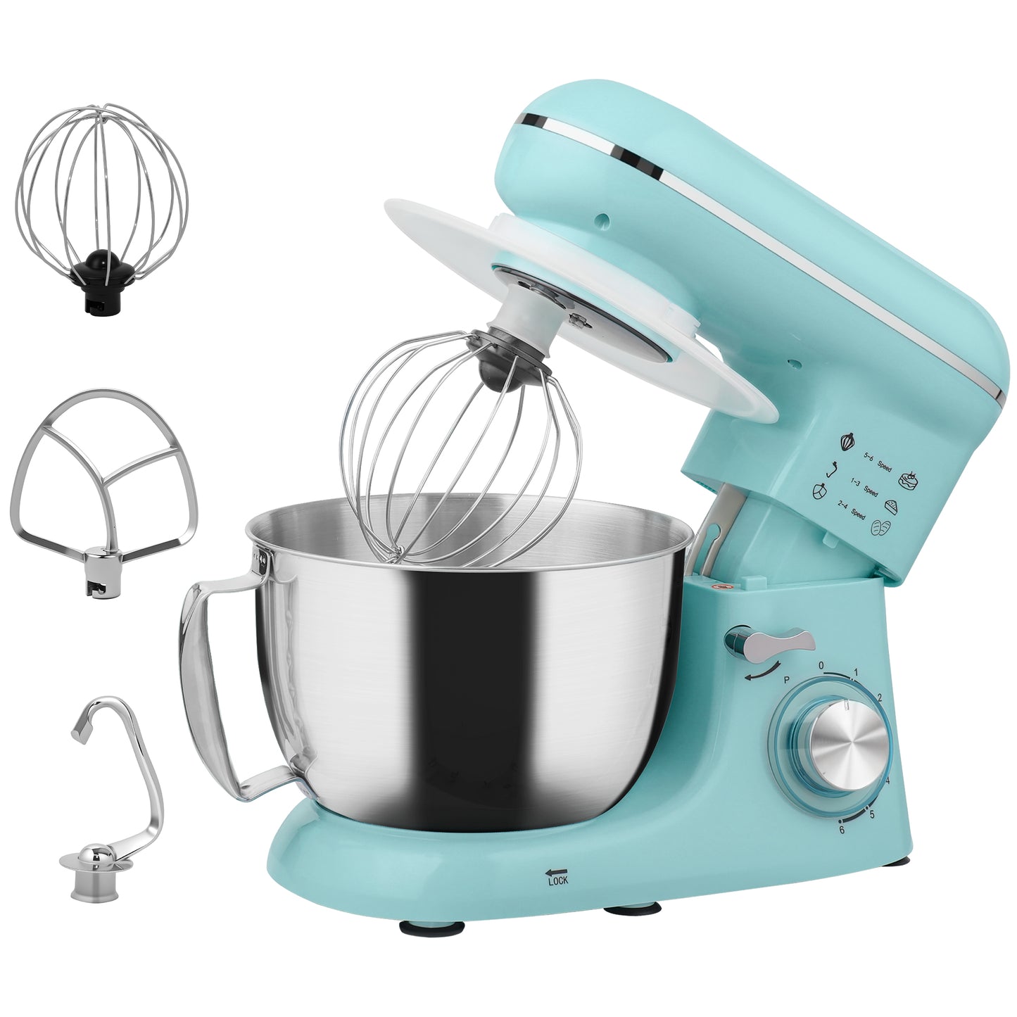 1300W Kitchen Stand Food Mixer Blender with Accessories - Blue / Silver / Beige