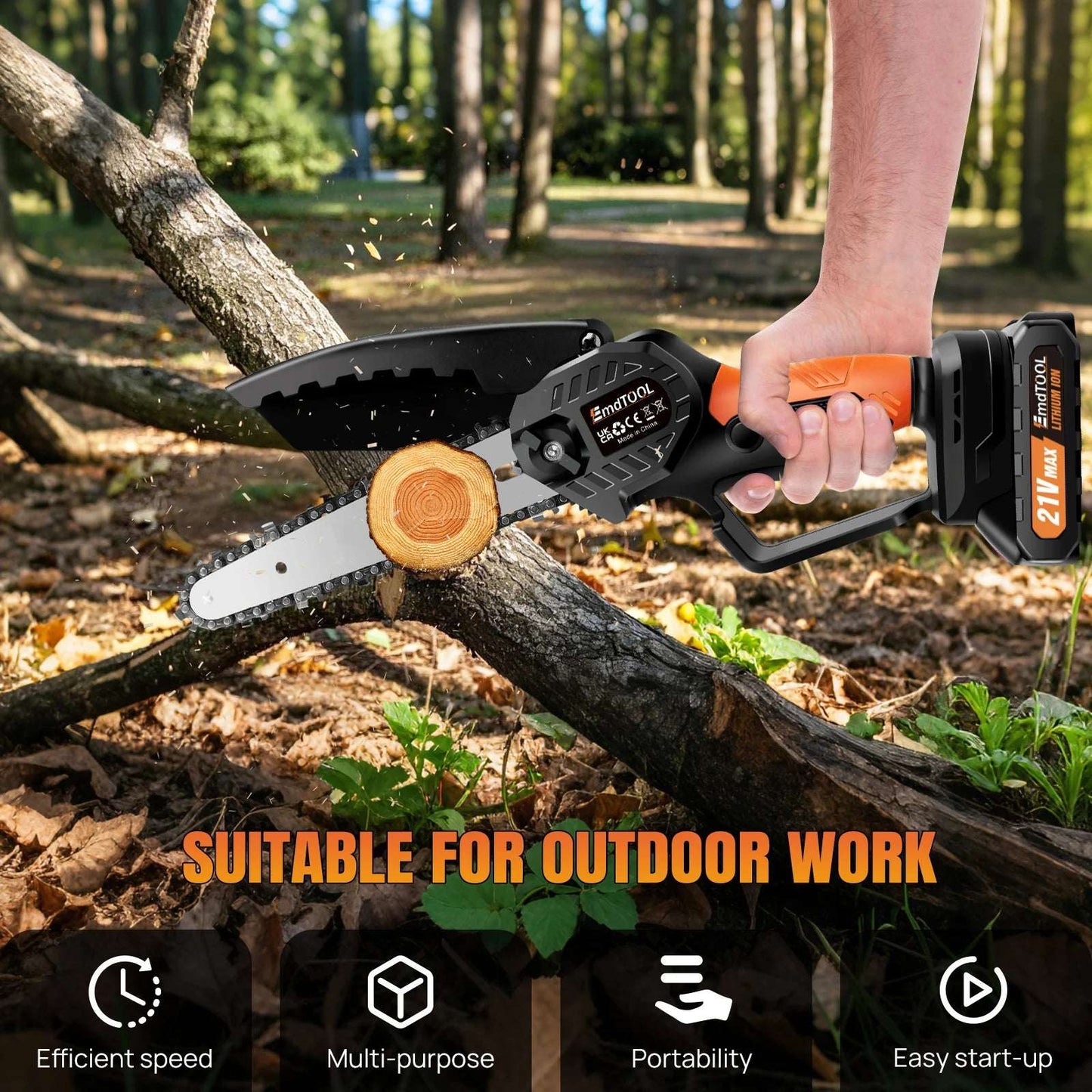 Mini 6 Inch Cordless Chainsaw, Powerful Electric Saw For Cutting Branches, Wood & Trimming