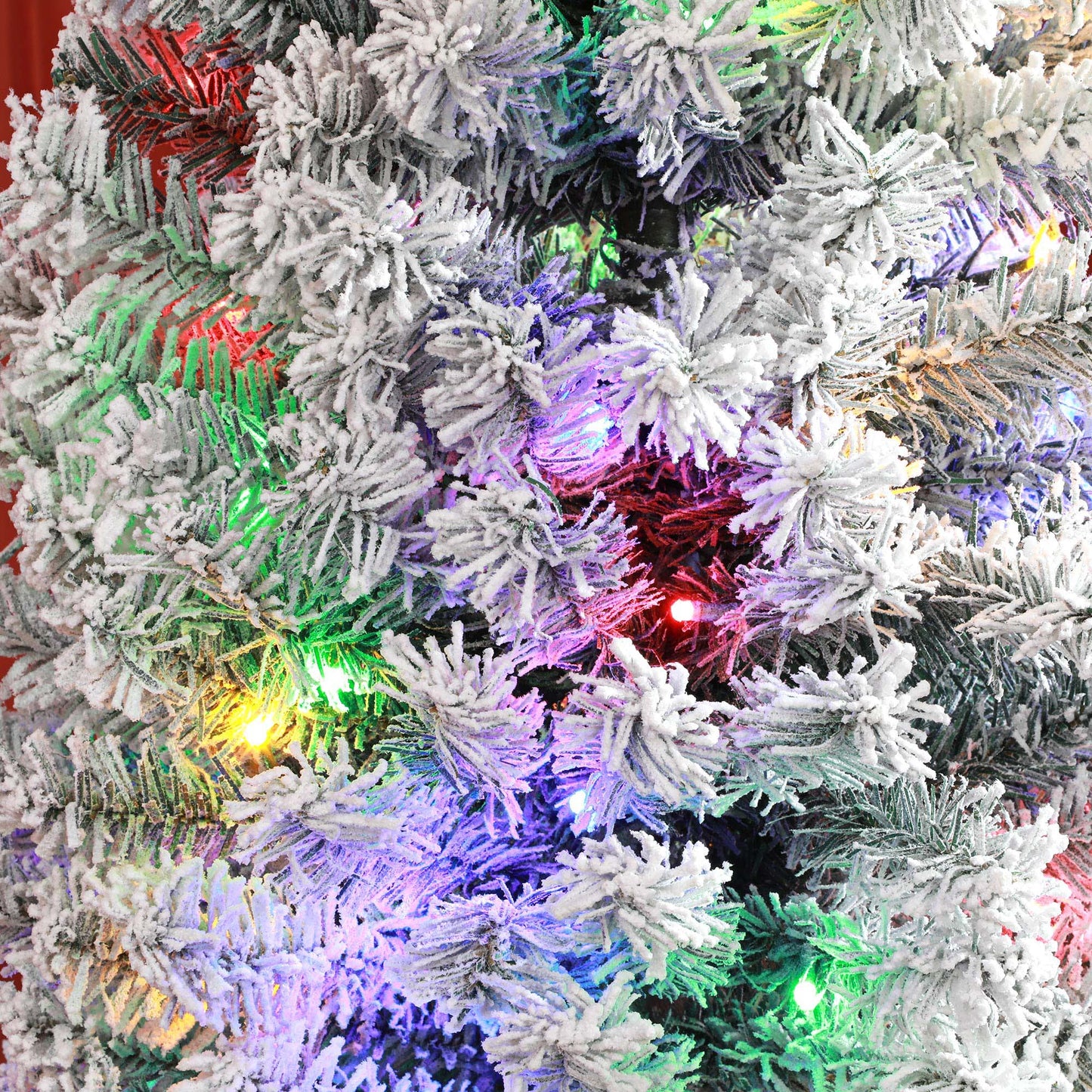 7' Artificial Prelit Christmas Trees Holiday Décor with Colourful LED Lights, Flocked Tips, Berry, Pine Cone