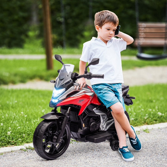 AIYAPLAY 12V Honda Licensed Kids Electric Motorbike w/ Music, Headlights, Early Education Function, for 3-6 Years
