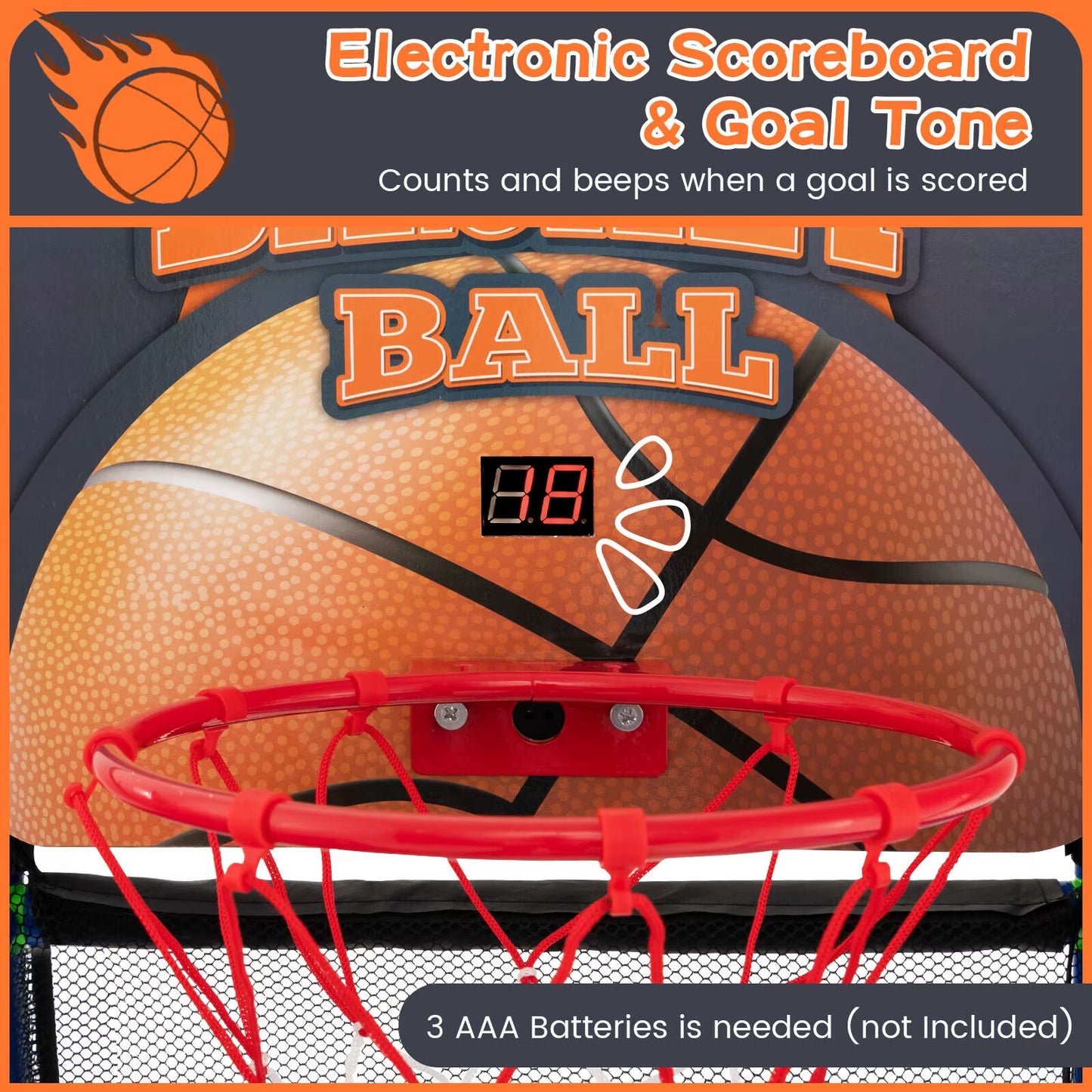 Kids Basketball Arcade Game 2-In-1 Indoor Outdoor Basketball & Sticky Balls Game