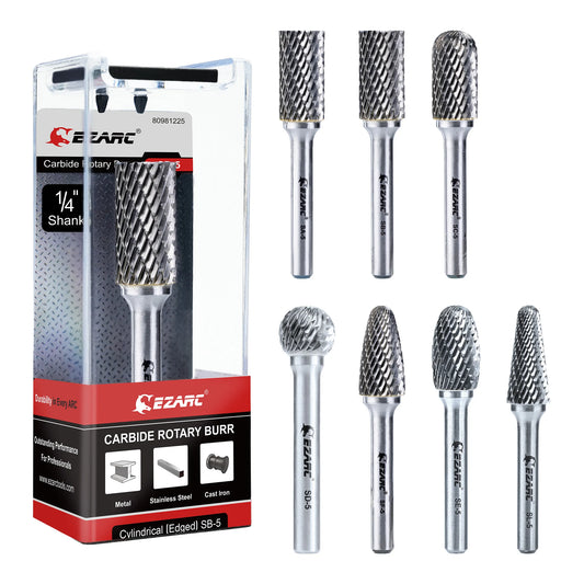 EZARC 1 Piece Tungsten Carbide Rotary Burr Bit, Double Cut Carbide Burr 1/4" Shank Die Grinder Cutting Burrs Bit for Metal Working