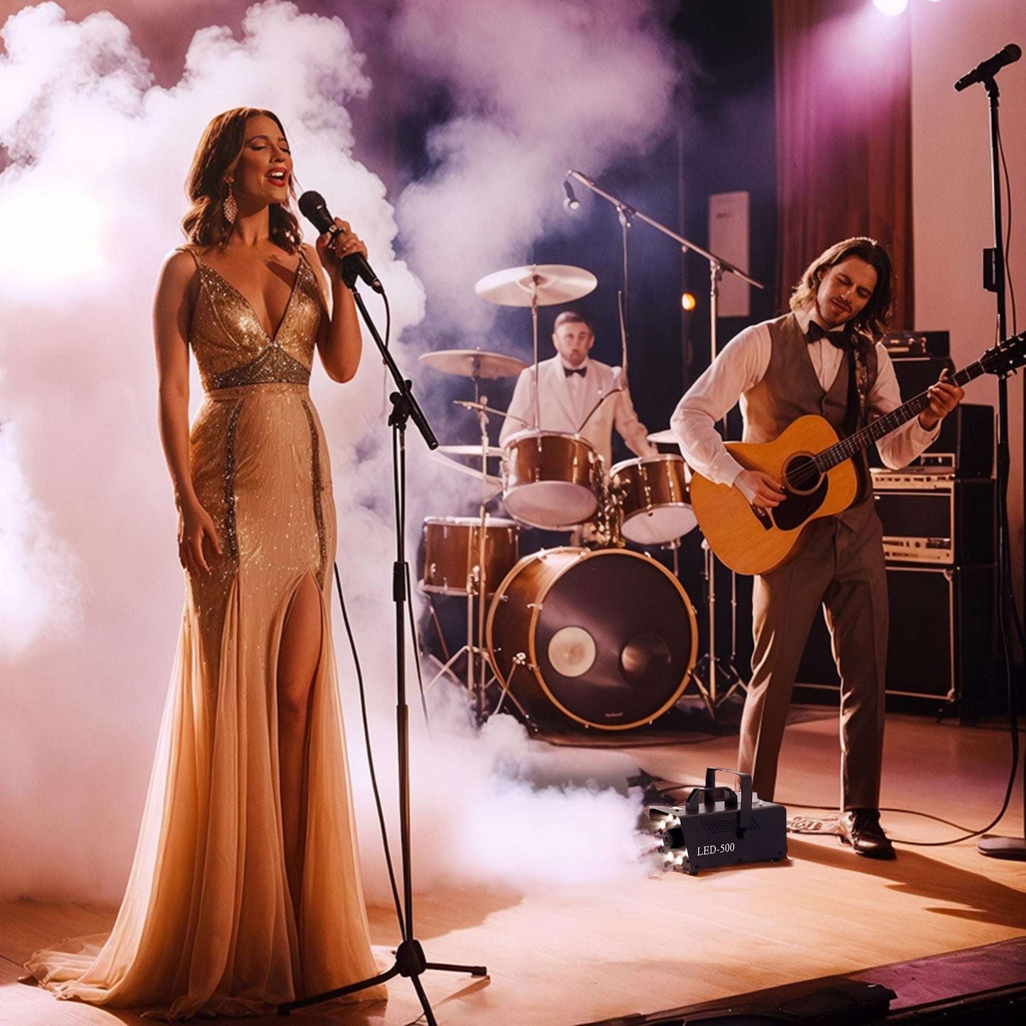 Smoke Machine with 3 RGB LED Lights with 13 Colours and 4 Effects, 450W 2000CFM Fog Machine with Wired and Wireless Remote Controls