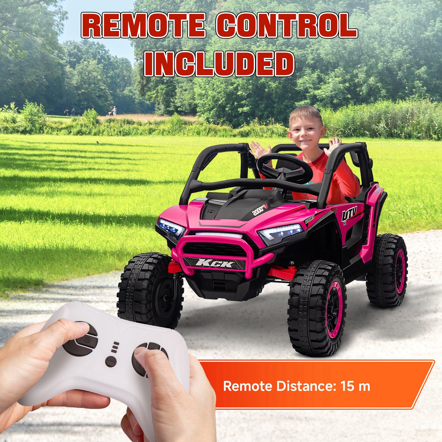 AIYAPLAY 2 Seater 24V 7AH Ride on Truck, Battery Powered Electric Ride On Car w/ Remote, Suspension, 3 Speeds - Pink / White