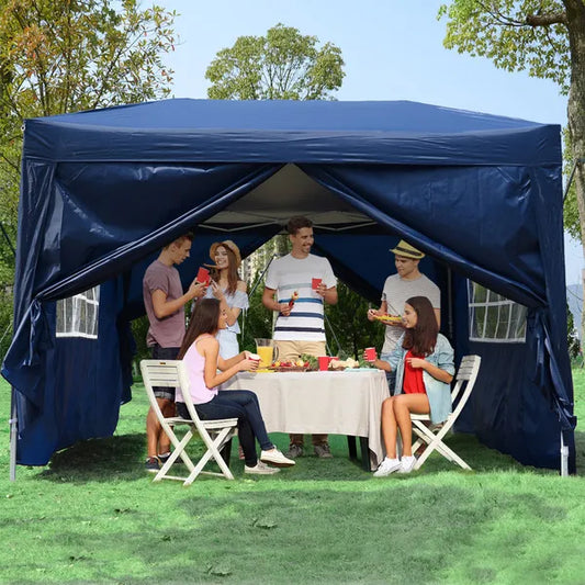 Outsunny Pop Up Water Resistant Gazebo - 3m x 3m - w/ Carry Bag - 2 Walls 2 Windows