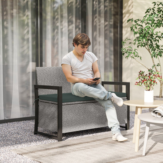 Outsunny 151.5L Storage Garden Bench, with Cushion - Grey