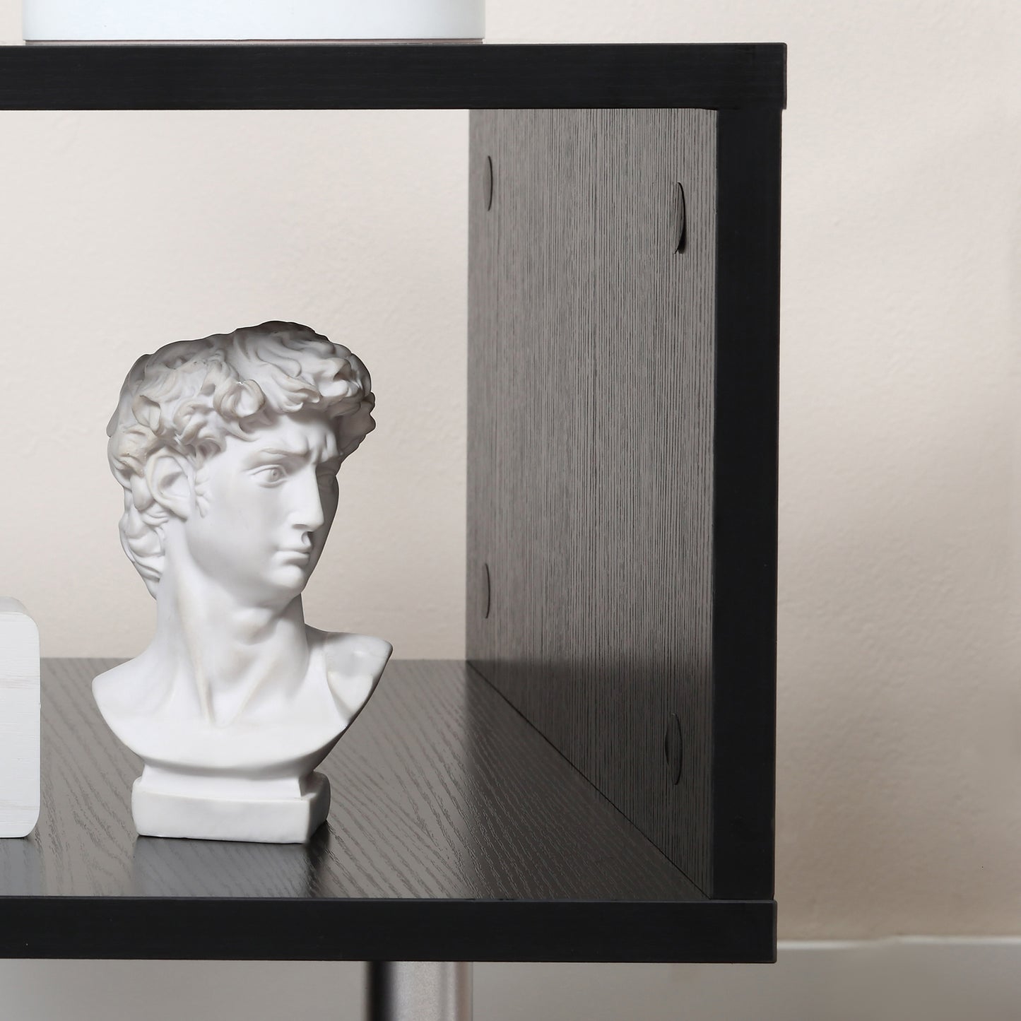 Wooden S Shape Cube Coffee Console Table 2 Tier Storage Shelves Organizer Office Bookcase Living Room End Desk Stand Display Set of 2 (Black)