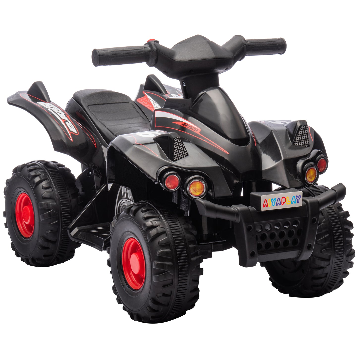AIYAPLAY 6V Kids Electric Quad Bike w/ Music, Forward Function, for 2-6 Years, Pink - Black