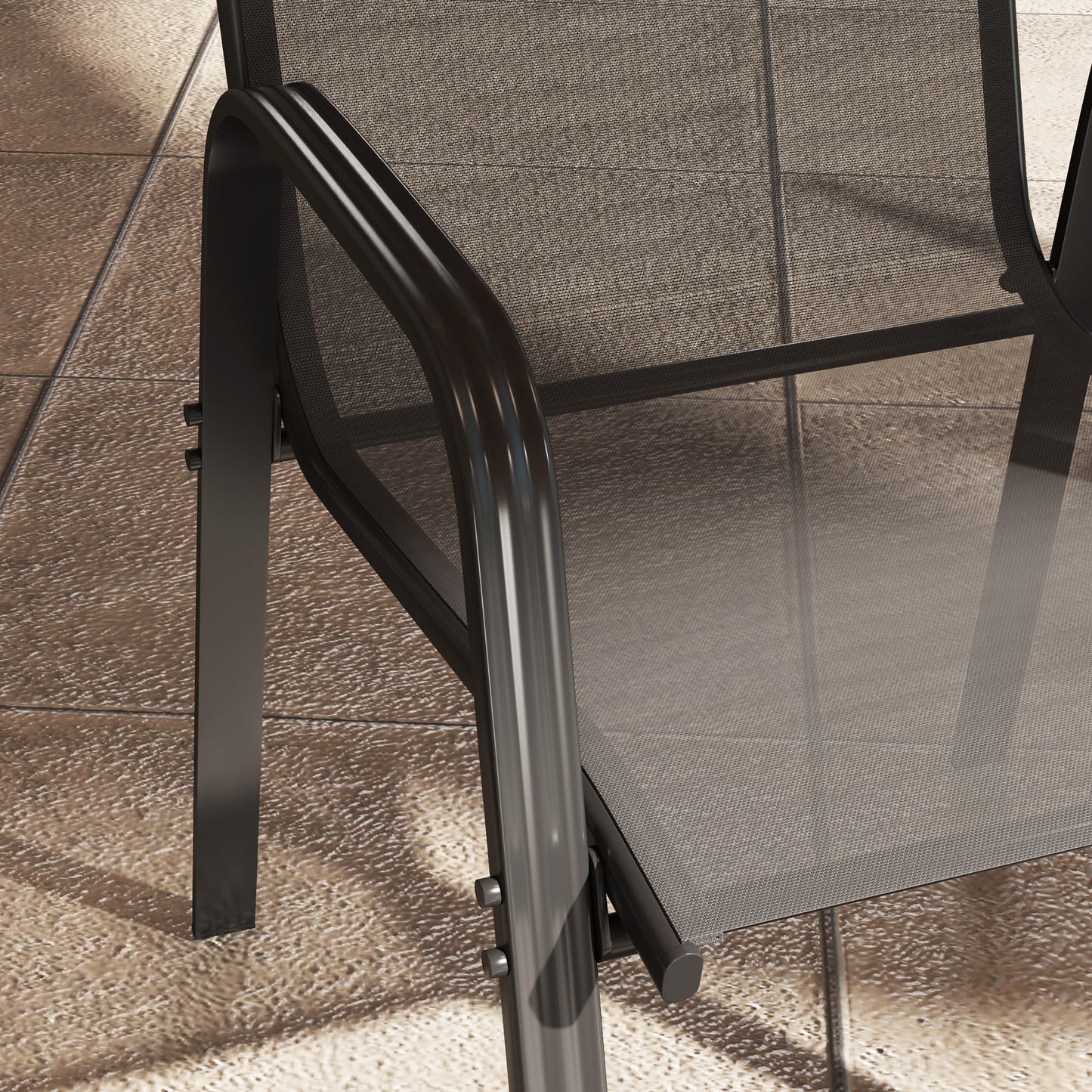 Outsunny Set of Four Stackable Mesh Seat Garden Outdoor Dining Chairs - Black