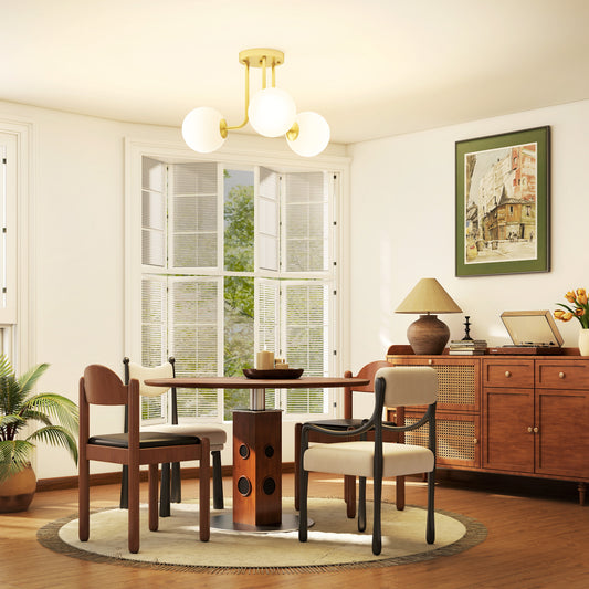 LED Ceiling Light with Globe Shades, Modern 3-Light Ceiling Light with G9 Sockets for Living Room, Bedroom, Dining Room, Bulbs Not Included, Gold Tone