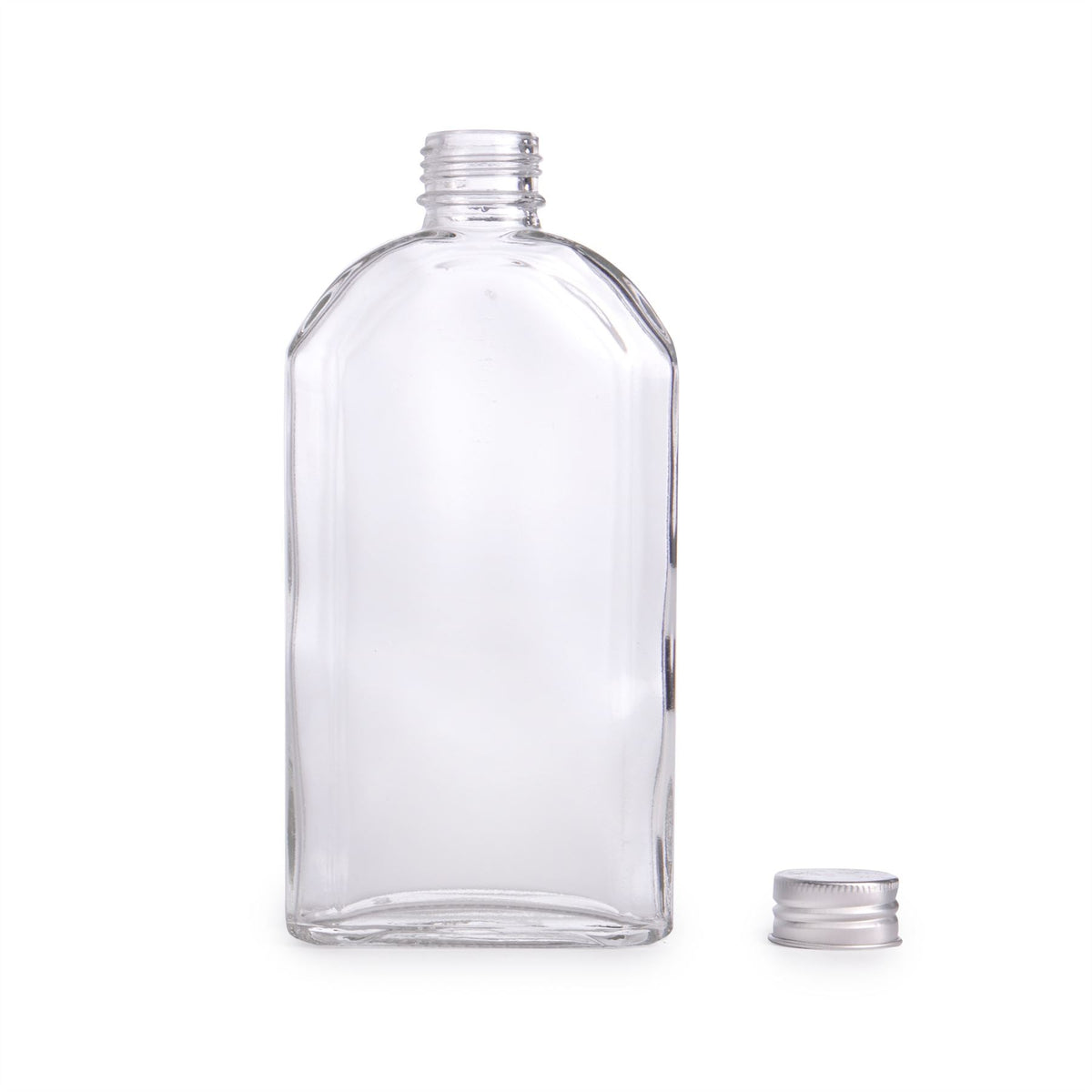 Pukkr Glass Flask Bottles with Screw Lids | Set of 10 | 350ml Each | Thick Clear Glass | Traditional Flask Design | Homemade Spirits Gin Vodka | Gifts & Wedding Favours | 2-Year Warranty