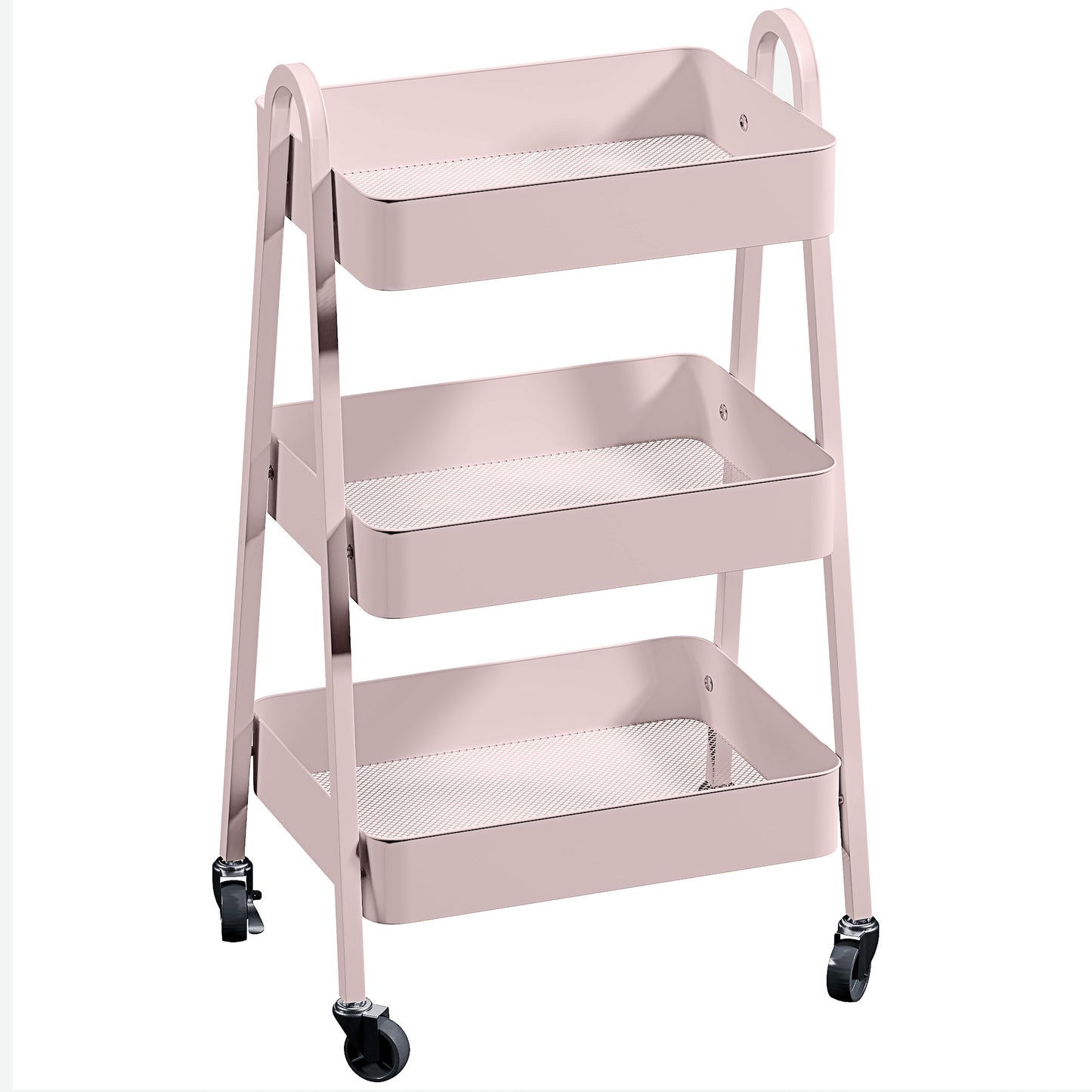 Three-Tier Storage Cart Trolley - Green / Pink