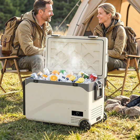 Outsunny 42.5L Compressor Car Fridge Freezer – -20°C to 20°C, Bluetooth App Control, Battery Protection, Wheels & Pull Rod, For Camping & Travel