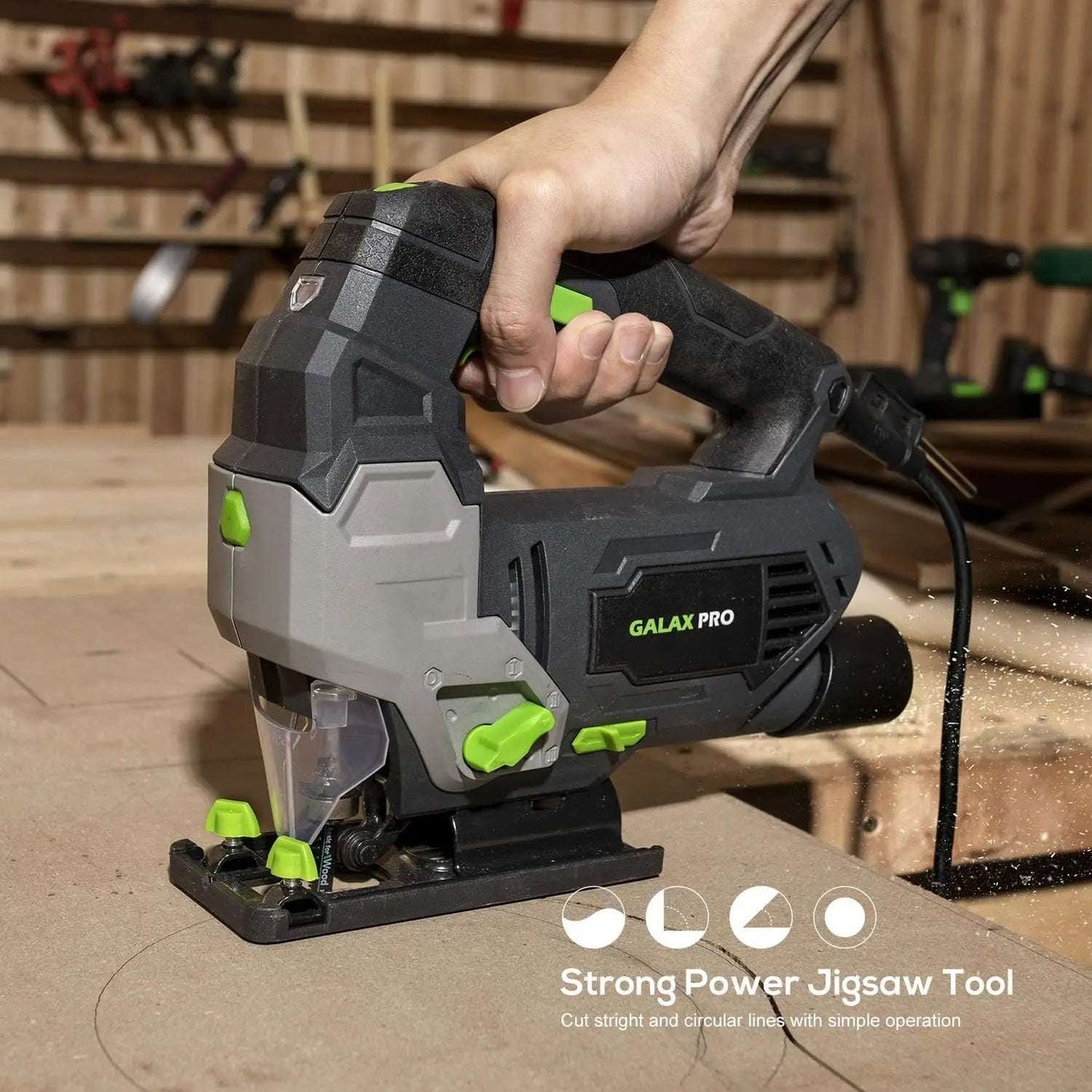 GALAX PRO 800W Powerful Motor Jigsaw Adjustable ±45° Cutting 3000 RPM Electric Saber Saw Wood Tool for DIY Woodworking Chainsaw