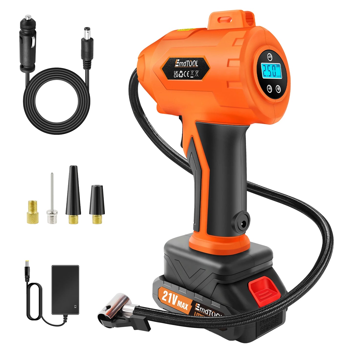 Dayplus Tire Inflator Portable Air Compressor, 180PSI Handheld Air Pump with Digital Pressure Gauge for Cars, Motorcycles, Bikes