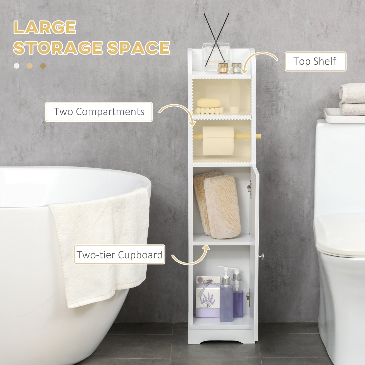Kleankin Multi-Storage Narrow Bathroom Cabinet - White
